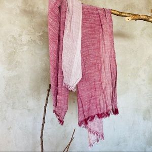 Natural cotton scarf burgundy long rectangle wrap